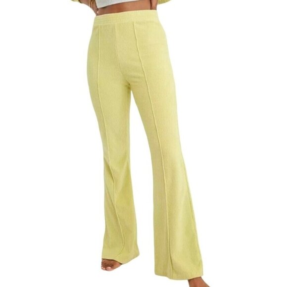 aerie Pants - aerie Groove-On Rib Velour Flare Pants Size Medium